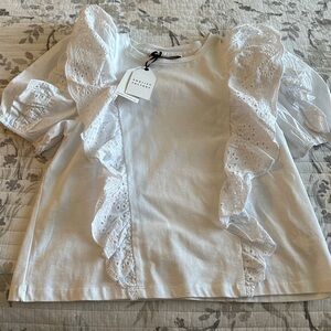 English Factory White Ruffle Sleeve Blouse